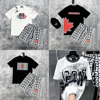  Bộ Quần Áo Thun DSQ Vẩy Sơn Chữ Icon Hotrend Hè 2024 Mẫu Quần áo Hè Nam Hot Siêu Thoáng Mát 