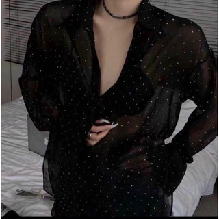 ÁO SƠ MI ĐÍNH ĐÁ, ÁO SƠ MI BLING BLING MỎNG SEXY