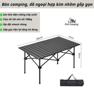 Bàn cắm trại,du lịch dã ngoại gấp gọn,dễ lắp đặt có túi đựng mang theo tiện lợi phù hợp 4-6 người