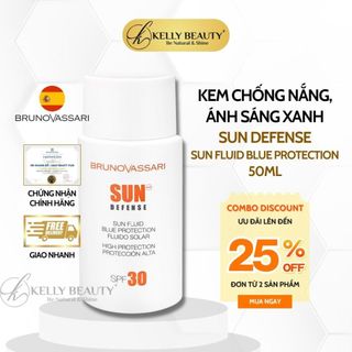 Kem chống nắng, ánh sáng xanh sun fluid blue protection spf 30 - bruno vassari | kelly beauty