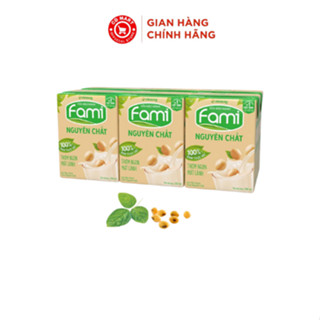 Lốc 6 hộp Sữa đậu nành Fami 200ml nguyên chất, canxi đủ vị