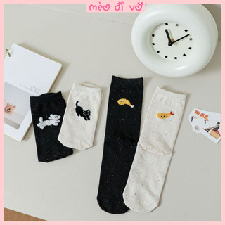 Tất vớ cổ cao đốm icon lông xù mèo chó siêu đáng yêu | vớ cổ cao | - mèo đi vớ ୨ৎ