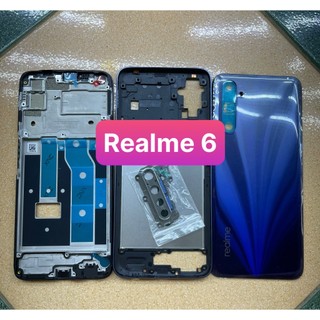 Bộ xương vỏ +khay sim+kính camera+phím bấm điện thoại realme 6