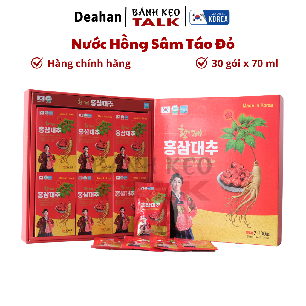 Nước Hồng sâm táo đỏ Deahan hàn quốc (30 gói x70ml)