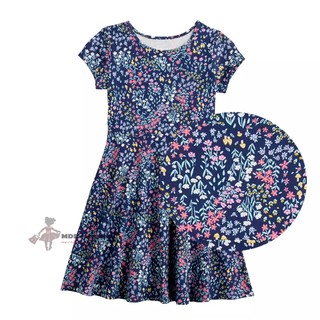 Đầm thun Jumping Beans xuất xịn cho bé 4-12Y -xanh đen hoa