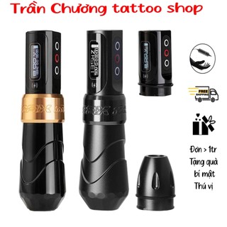 Máy xăm pen, Máy xăm không dây tattoo, Máy xăm Flux Max giá rẻ - 2 pin xăm cực êm, cực thích - Trần Chương Tattoo shop