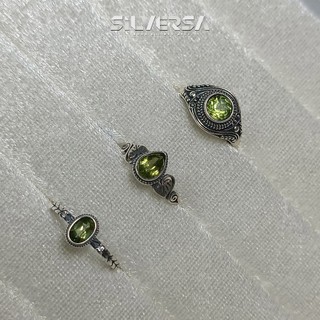 Nhẫn peridot khung bạc 925 silversa nhẫn bạc đ.á peridot tự nhiên hợp mệnh mộc mệnh hỏa