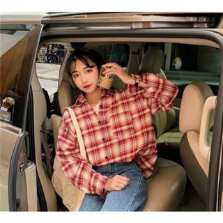 Áo Khoác Sơ Mi Caro Tay Dài Rộng - Vải Kate Kẻ Sọc Unisex - Jacket Đi Học Chống Nắng Nam Và Nữ Top Đỏ , Xanh Vàng