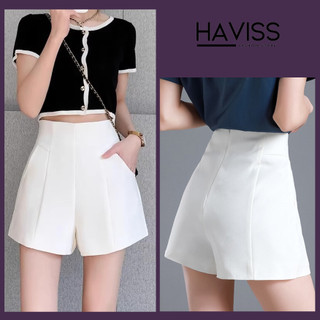 Quần short đùi nữ Haviss cạp lưng cao xẻ túi khóa kéo sau nhiều màu chất vải vintex mềm thời trang nữ năng động