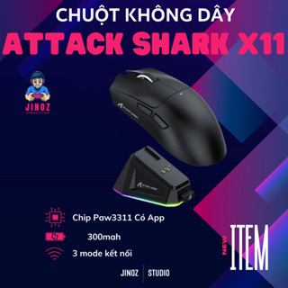  Chuột Gaming Không Dây Bluetooth Attack Shark X11 Chip PRO PAW3311 Có Dock Sạc LED 22000 DPI - Jinoz Gaming 