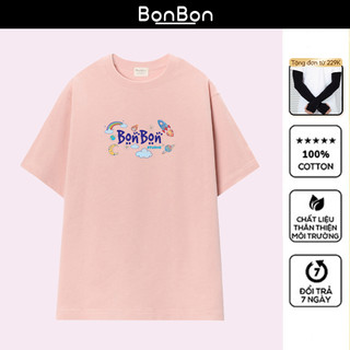 Áo thun unisex, áo phông form rộng 100% cotton, co giãn 2 chiều, cổ bo tròn, hình in Pet có thể giặt máy BonBon - AC1021