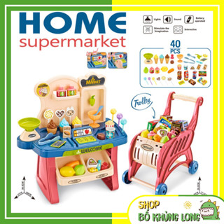 Đồ Chơi Bán Hàng SIêu Thị Kèm Xe Đẩy 40 Chi Tiết Đồ Chơi Xe Đẩy Siêu Thị Cho Bé Đồ Chơi Cho Bé Gái - BỐ KHỦNGLONG