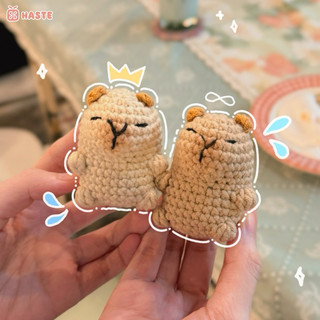 Móc khoá len capybara 2 màu nâu đậm nhạt dễ thương