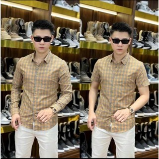 Áo sơ mi nam tay ngắn tay dài phối màu kẻ BBR vải cotton mềm mịn thoáng mát cao cấp-AHFASHION