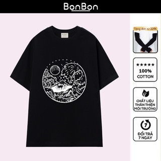 Áo thun unisex, áo phông form rộng 100% cotton, co giãn 2 chiều, cổ bo tròn, hình in Pet có thể giặt máy BonBon - AH2510
