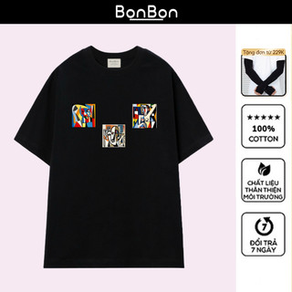 Áo thun unisex, áo phông oversize 100% cotton, co giãn 2 chiều, cổ bo tròn, hình in Pet có thể giặt máy BonBon - AH2532