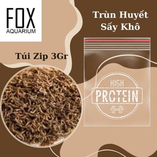 Túi Zip 3Gr trùn huyết sấy khô, 50% protein từ động vật, thức ăn cá dinh dưỡng cao, thức ăn cho cá đĩa, cá betta