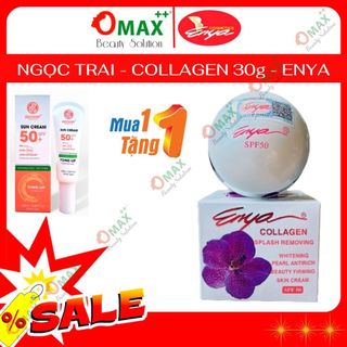 Kem ENYA Dưỡng Trắng - Chống Nắng SPF50 Tinh Chất Collagen - Ngọc Trai 30g - Bông Tím