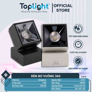 ĐÈN ỐNG BƠ VUÔNG XOAY 360 ĐỘ TOPLIGHT 12W