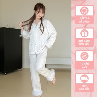 Đồ bộ Pijama lụa băng tay dài quần dài TD37