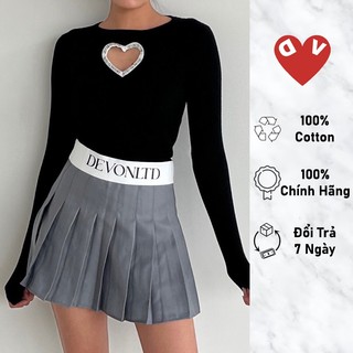 Áo len cổ tròn khoét trái tim devonltd®