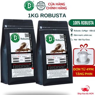 1kg cà phê rang mộc Robusta DUC ANH COFFEE nguyên chất xay pha phin, xay pha máy, nguyên hạt, cà phê Đức Anh