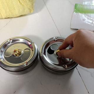 gạt tàn inox có nút xoay