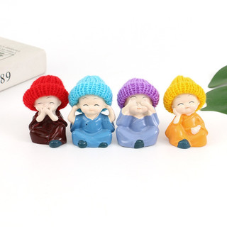 Bộ tượng 4 chú tiểu tứ không đội mũ len đáng yêu