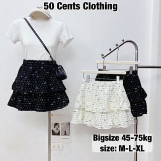 Chân Váy Ngắn 2 Tầng Hoạ Tiết Chấm Bi Nơ Có Lót Trong Có Bigsize 45-75kg Hàng QC Cạp Chun Liền (50 Cents Clothing) #229