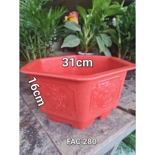 Chậu nhựa lục giác FAC 280 màu đỏ kích thước miệng 31cmx cao 16cm, chậu nhựa trồng cây nhựa đẹp và cứng cáp
