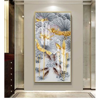 Tranh Thủy Mặc Hoa Sen, Tranh Phong Cảnh, Tranh Canvas, Tranh Tráng Gương, Tranh Phòng Khách, Tranh Decor Phòng Ngủ