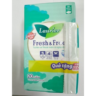 Băng vệ sinh laurier fresh & free siêu mỏng cánh - mỏng không cánh, gói nhỏ 8 miếng/gói - gói lớn 20 miếng/gói
