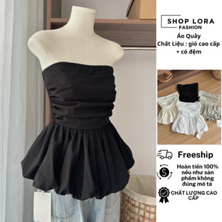 Áo quây cúp ngực dáng xòe , áo ống kiểu phong cách tiểu thư Hàn Quốc , chất gió mềm mại , thoáng mát MS004