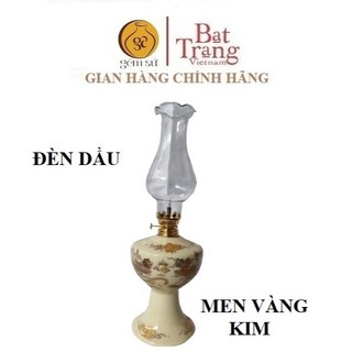 Đèn dầu sứ Bát Tràng men vàng ánh kim cao cấp cỡ vừa