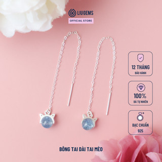 Bông Tai Dài Bạc 925 Cho Nữ Tai Mèo Mix Hạt Đá Tròn Tự Nhiên Trẻ Trung, Năng Động BT12
