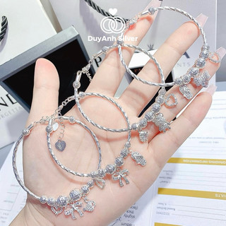 Vòng tay bạc nữ duyanh silver vòng bi mix charm bạc thật