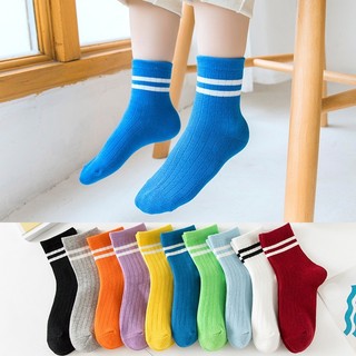 Tất vớ cổ cao kẻ sọc phong cách thể thao cho trẻ em bé trai bé gái tất cổ lửng kẻ ngang