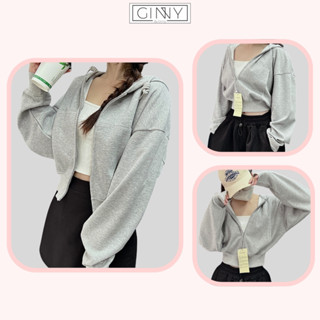 Áo hoodie zip form ngắn thun cotton chống nắng tốt Tina CG02 gam màu nhã nhặn basic dễ phối đồ AKTCG02 style Hàn Quốc