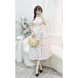 Đầm cherry dáng dài tiểu thư