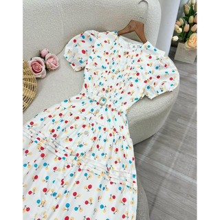 Đầm cherry dáng dài tiểu thư