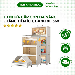 Tủ Nhựa Gấp Gọn 5 Tầng Eccox Đựng Đồ Đa Năng Tiện Ích Thông Minh Có Bánh Xe Di Chuyển 360 Tiện Lợi Và Chắc Chắn