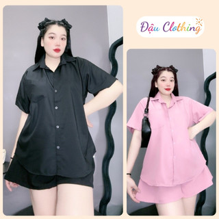 Áo sơ mi bigsize nữ form rộng cổ sơ mi tay ngắn vải lụa kate mềm mịn ít nhăn sm1t