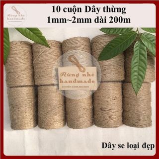 Dây thừng 1mm, 1.5mm, 2mm, 10 cuộn dài 200m, dây đay, cat tree, dây thừng trang trí
