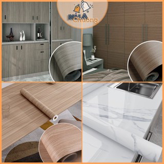 Giấy dán tường giả vân gỗ, decal dán tường vân đá cao cấp sẵn keo dán bàn tủ chống nước