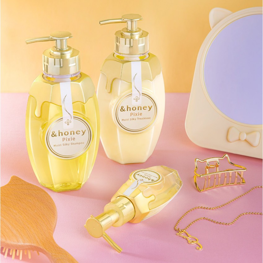 MÙI MỚI/Dầu gội &honey Vicrea Organic dưỡng ẩm mật ong Pixie/dòng Pixie Moist Silky/ dành cho tóc khô,rối, mềm mượt mướt