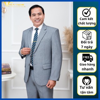 Bộ Vest Nam Trung Tuổi Hồng Ngọc .Vest Trung Tuổi dáng suông hai khuy ( Tặng Kèm Cà Vạt )