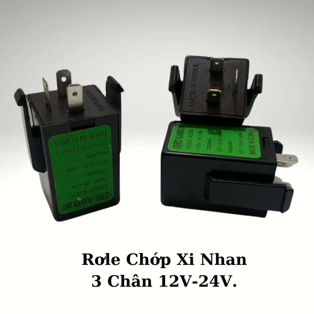 Relay (RơLe) Nháy, Cục Chớp Đèn Xi Nhan 3 Chân 12V-24V Hàng Hàn Quốc Loại Xịn..Bắt Cho Xe Tải Trung 