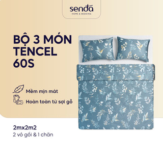 Bộ chăn gối 3 món Sen Đá Home Bedding lụa Tencel cao cấp họa tiết set 1 chăn 2 vỏ gối