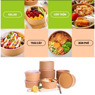 SET 50 Tô bát giấy kèm nắp - 750ml , 1.000ml - Đựng cơm, bún phở, cháo, đồ ăn nóng lạnh...