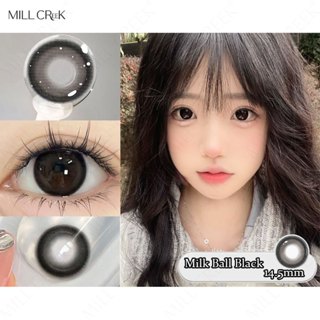  MillCreek mua 1 tặng 1 kính áp tròng cận thị 0-8 độ bóng sữa đen 14.5MM Mềm mại và thoải mái 